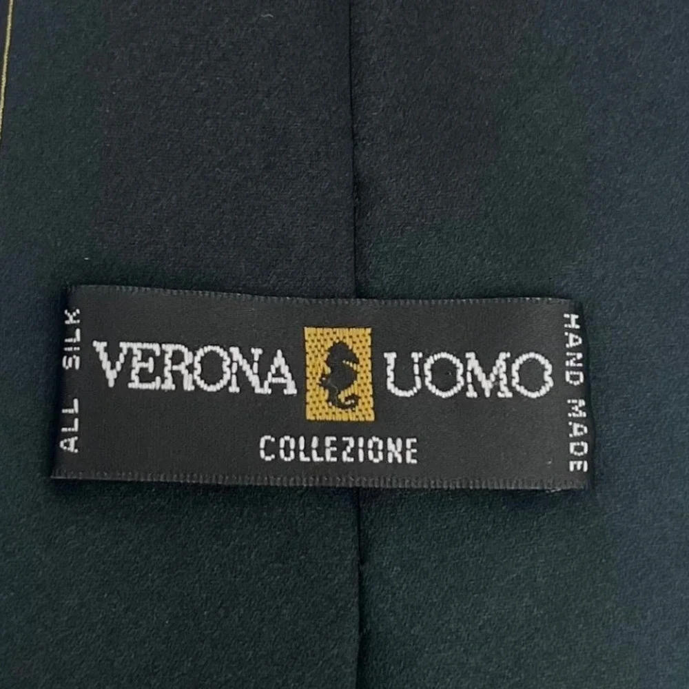 Necktie Vtg Art Deco Roaring Dance MCM Swing Silk Chevron Black Gold Tie Verona